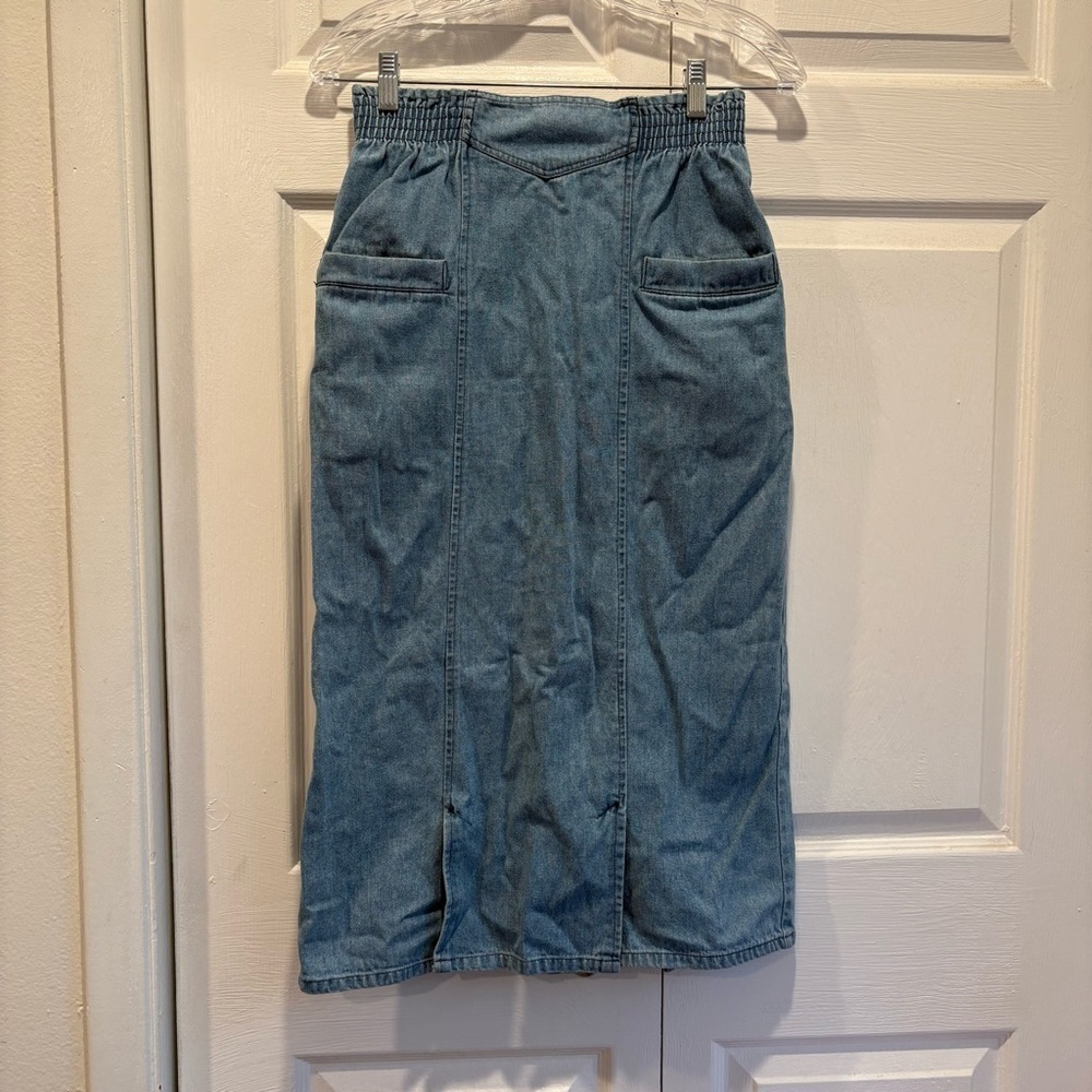 Vintage Rhythm & Blues Denim Midi Pencil Skirt - Size 10